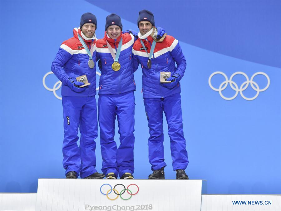 (SP)OLY-SOUTH KOREA-PYEONGCHANG-CROSS COUNTRY SKIING-MEN'S 15KM+15KM SKIATHLON-MEDAL CEREMONY