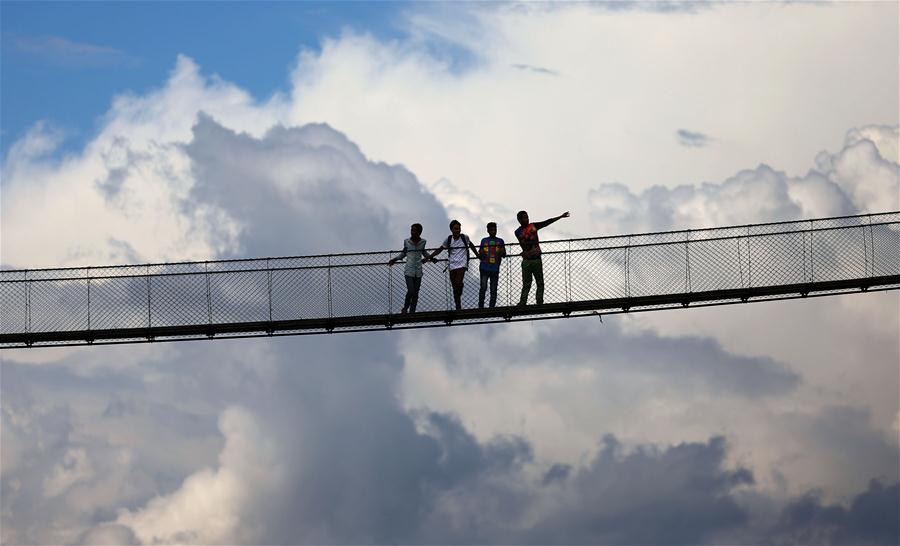 NEPAL-KATHMANDU-TOURISM-SUSPENSION BRIDGE