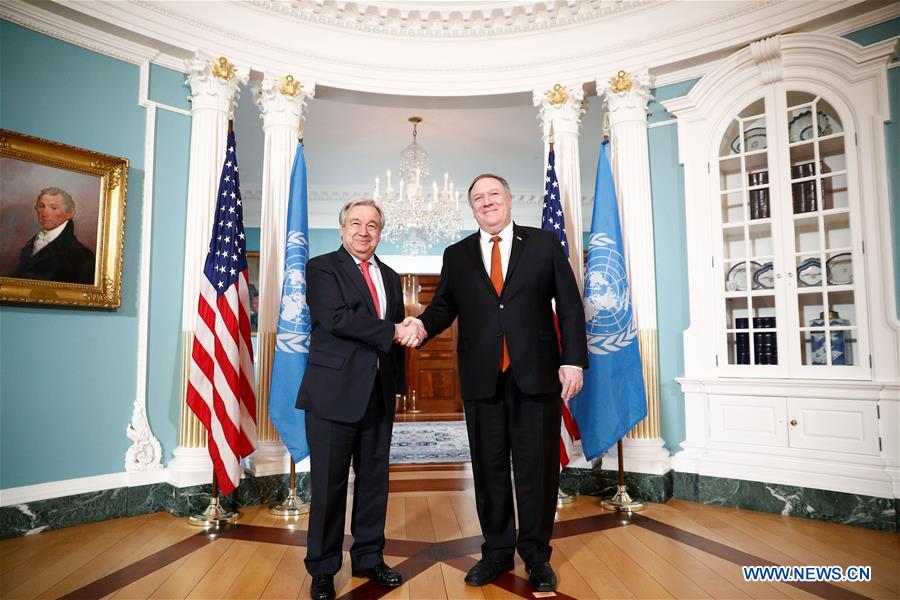 U.S.-WASHINGTON D.C.-POMPEO-ANTONIO GUTERRES-MEETING