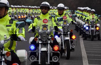 Traffic police officers receive new motorcycles in Qingdao